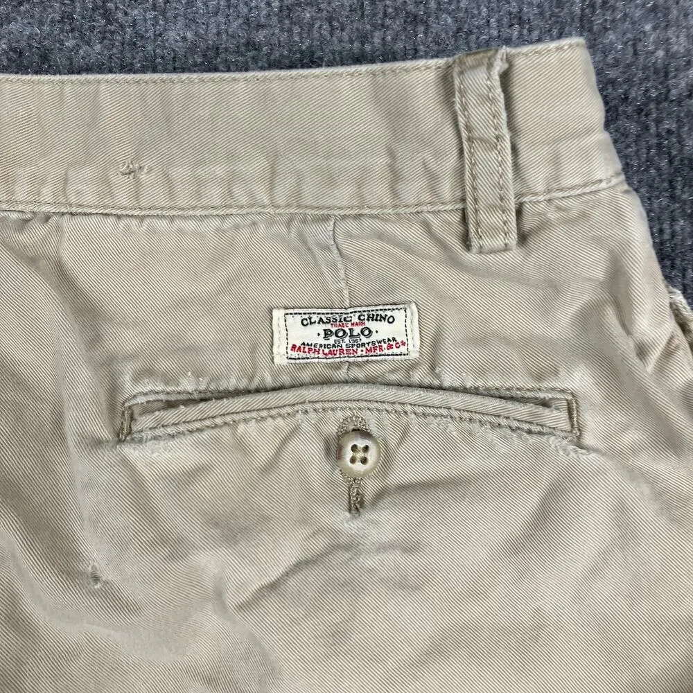 Polo Ralph Lauren Shorts Mens Size‎ 36 Beige Pleated Casual Tyler Fit Chino